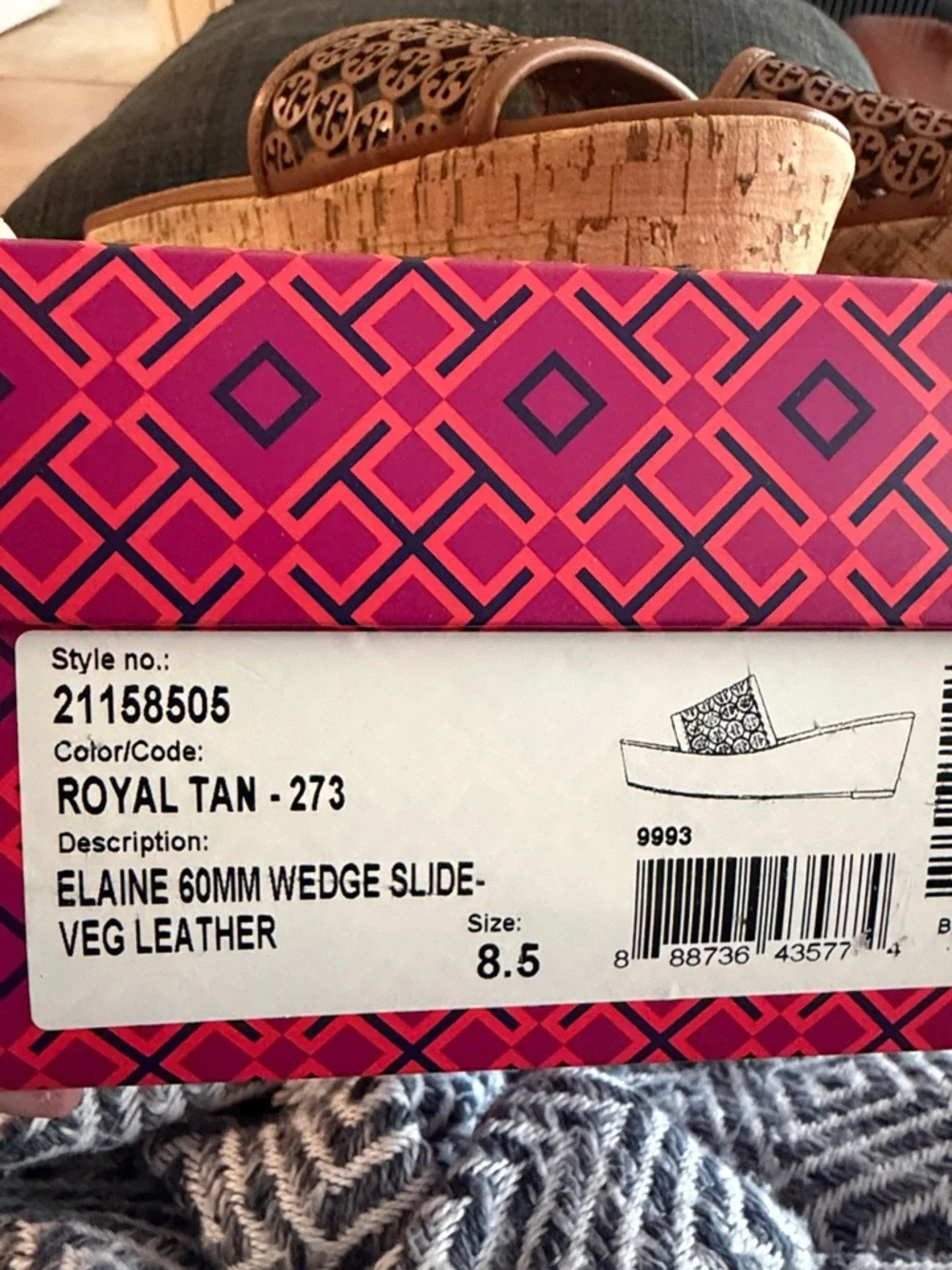 Tory Burch Royal Tan Elaine 60MM Vegan Leather Wedge Slide
